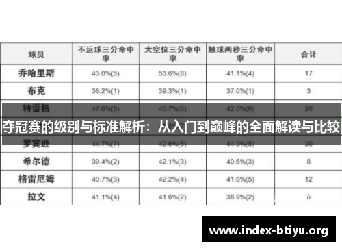 夺冠赛的级别与标准解析：从入门到巅峰的全面解读与比较