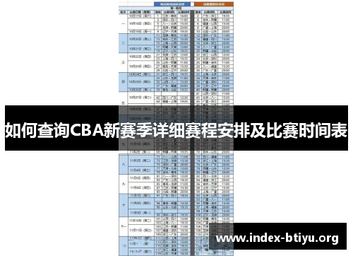 如何查询CBA新赛季详细赛程安排及比赛时间表